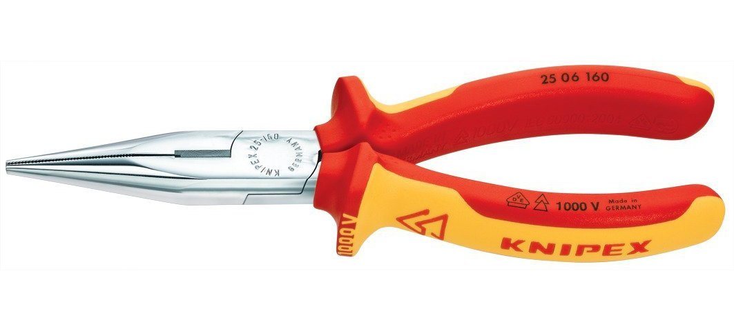 Knipex Telefonzange Knipex Flachrundzange 160 mm VDE mit Schneide von Knipex