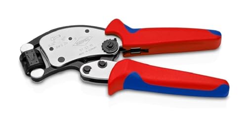 KNIPEX Twistor T Selbsteinstellende Crimpzange für Aderendhülsen mit drehbarem Crimpkopf mit Mehrkomponenten-Hüllen verchromt 200 mm, 97 53 19 von KNIPEX