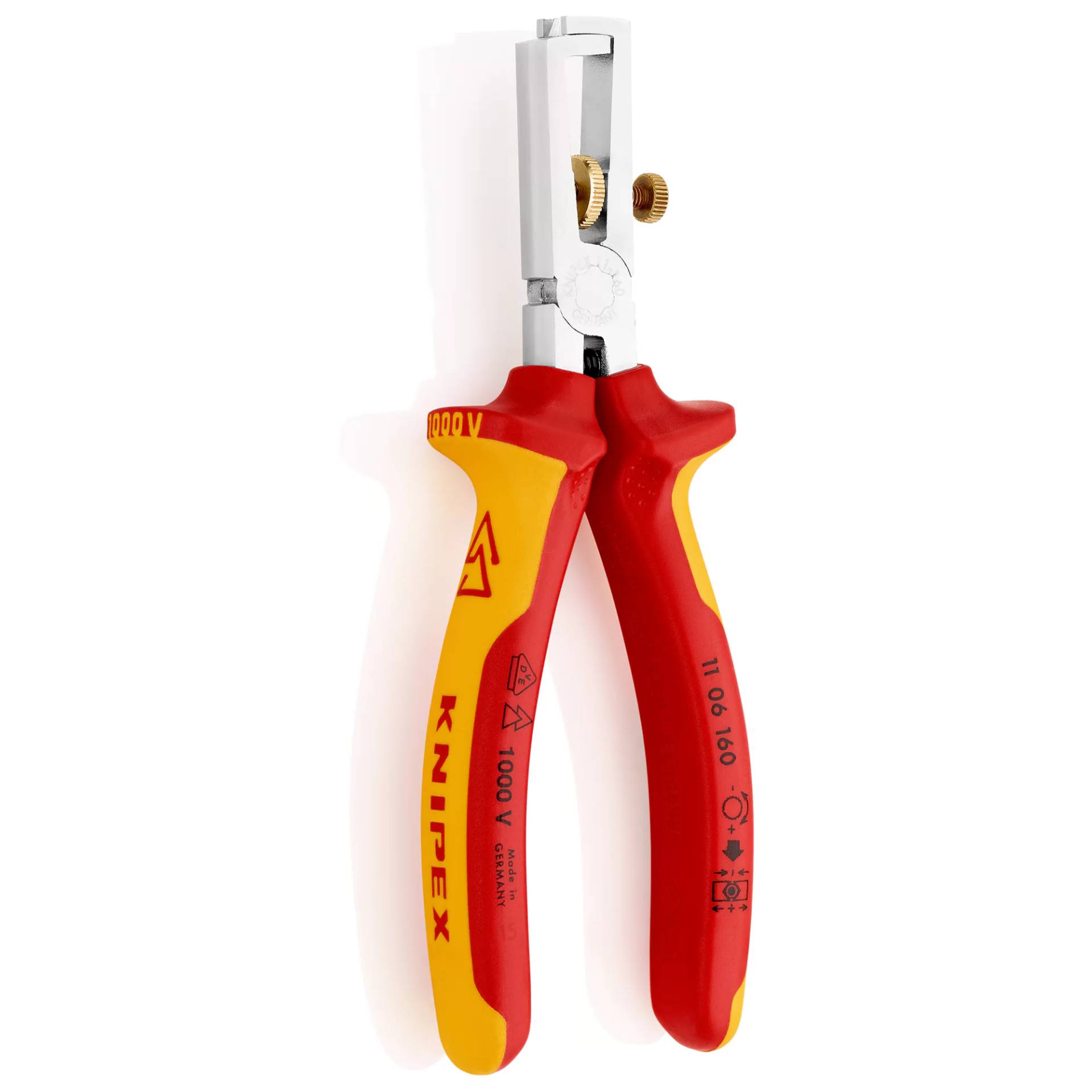 Knipex VDE-Abisolierzange universal verchromt rot/gelb 160 mm Knipex VDE-Abisolierzange universal verchromt rot/gelb 160 mm von Knipex