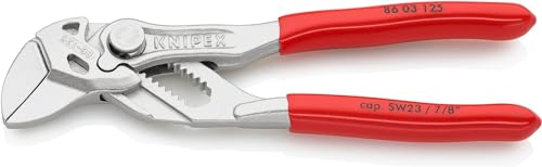 KNIPEX Mini-Zangenschlüssel Zange und Schraubenschlüssel in einem Werkzeug mit Kunststoff überzogen verchromt 125 mm 86 03 125 SB von Knipex