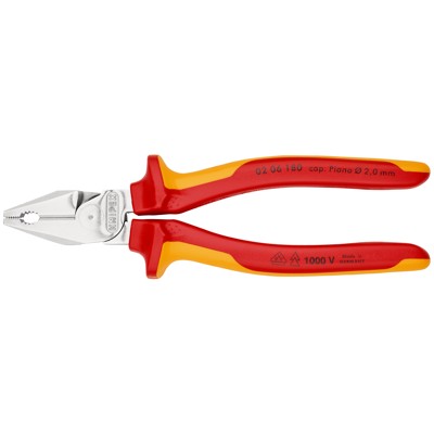 Kraft-Kombizange 02 06 180 verchromt Mehrkomponenten VDE isoliert 180mm von Knipex