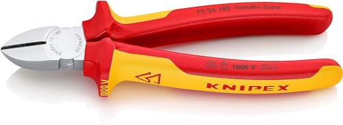 Knipex Seitenschneider verchromt, isoliert mit Mehrkomponenten-Hüllen, VDE-geprüft 180 mm (SB-Karte/Blister) 70 06 180 SB von Knipex