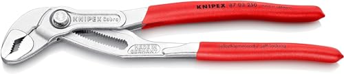 KNIPEX Cobra Hightech-Wasserpumpenzange auf SB-Karte mit rutschhemmendem Kunststoff überzogen verchromt 250 mm, 87 03 250 SB von KNIPEX