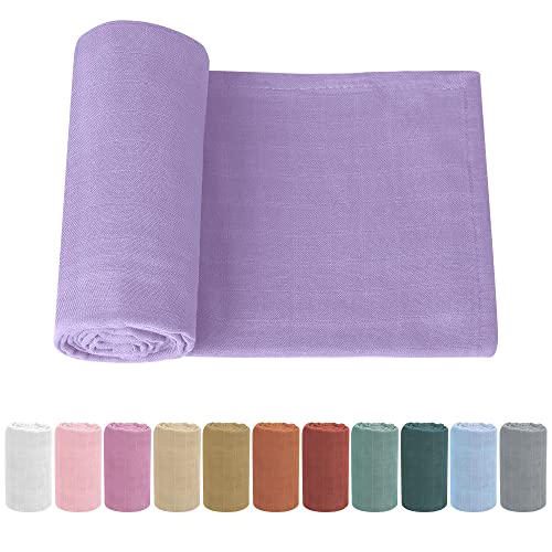 Knirose Pucktuch Baby Musselin Babydecke Swaddle 120x120cm Puckdecke Mulltücher, Bambus Baumwolle Baby Pucktücher Decke für Neugeborene Junge und Mädchen (Helles Lila) von Knirose