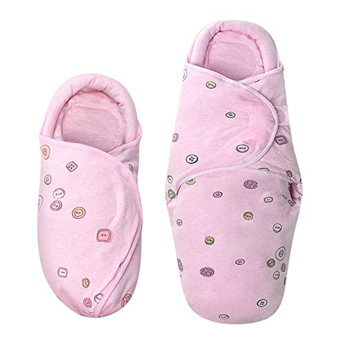 Knirose Pucksack Baby 0-3 Monate + 3-6 Monate Baby Pucktuch Decke für Neugeborene mit Kopfschutz und Kopfstützung, Swaddle Puckdecke, Rosa von Knirose