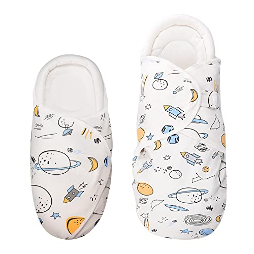 Knirose Pucksack Baby 0-3 Monate + 3-6 Monate Baby Pucktuch Decke für Neugeborene mit Kopfschutz und Kopfstützung, Swaddle Puckdecke, Weiß von Knirose