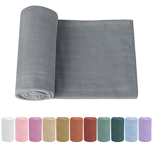 Knirose Pucktuch Baby Musselin Babydecke Swaddle 120x120cm Puckdecke Mulltücher, Bambus Baumwolle Baby Pucktücher Decke für Neugeborene Junge und Mädchen (Hellgrau) von Knirose