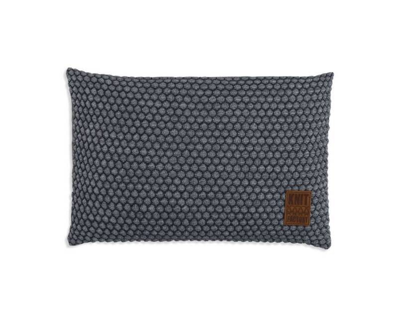 Knit Factory Dekokissen Knit Factory Juul Kissen Anthrazit/Grau - 60x40 von Knit Factory