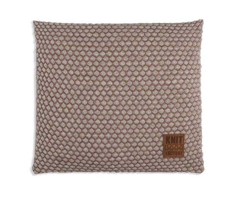 Knit Factory Dekokissen Knit Factory Juul Kissen Marron/Beige - 50x50 von Knit Factory