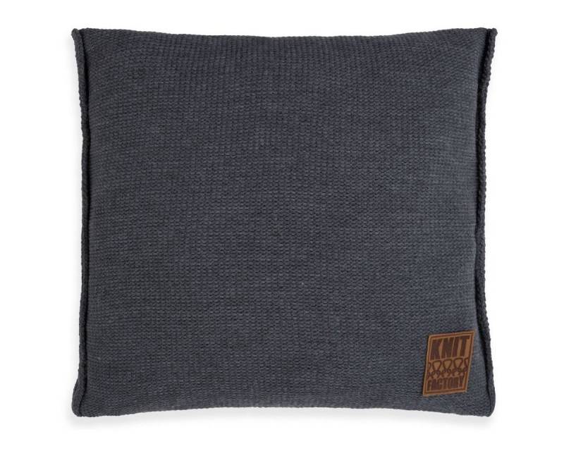 Knit Factory Dekokissen Knit Factory Uni Kissen Anthrazit - 50x50 von Knit Factory