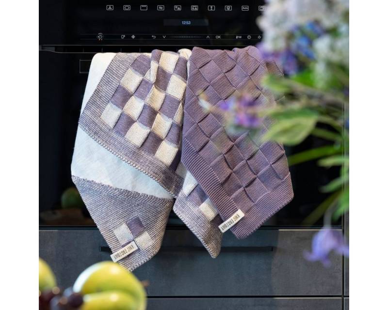 Knit Factory Geschirrtuch Block Geschirrtücher 65x65 cm Kariert Beige,Gelb, aus 100% Baumwolle, Premium-Qualität - Vielfältig einsetzbares von Knit Factory