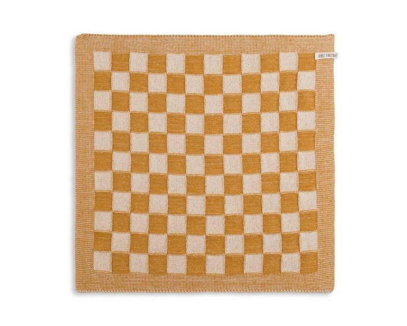 Knit Factory Geschirrtuch Block Küchenhandtücher 50x50 cm Kariert Beige,Gelb, aus 100% Baumwolle, Premium-Qualität - Vielfältig einsetzbares von Knit Factory
