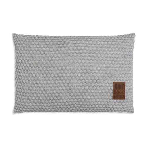 KNIT FACTORY - Juul Kissen - Zierkissen mit Füllung und Bezug - Rechteckige Dekokissen - Sofakissen aus 30% Wolle und 70% Polyacryl - Grau/Beige - 60x40 cm von KNIT FACTORY