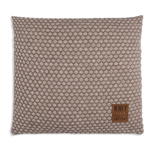 KNIT FACTORY - Juul Kissen - Zierkissen mit Füllung und Bezug - Quadratisches Dekokissen - Sofakissen aus 30% Wolle und 70% Polyacryl - Marron/Beige - 50x50 cm von KNIT FACTORY