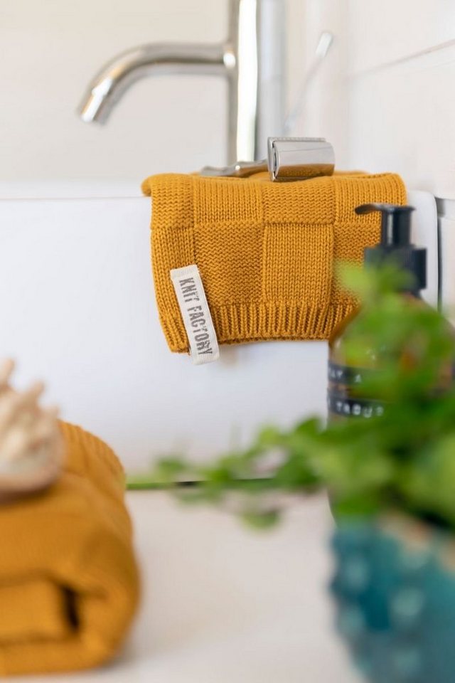 Knit Factory Waschhandschuh Ivy Waschlappen 12x24 cm Stonegreen, Baumwolle (Spar-Set, 1-St) von Knit Factory