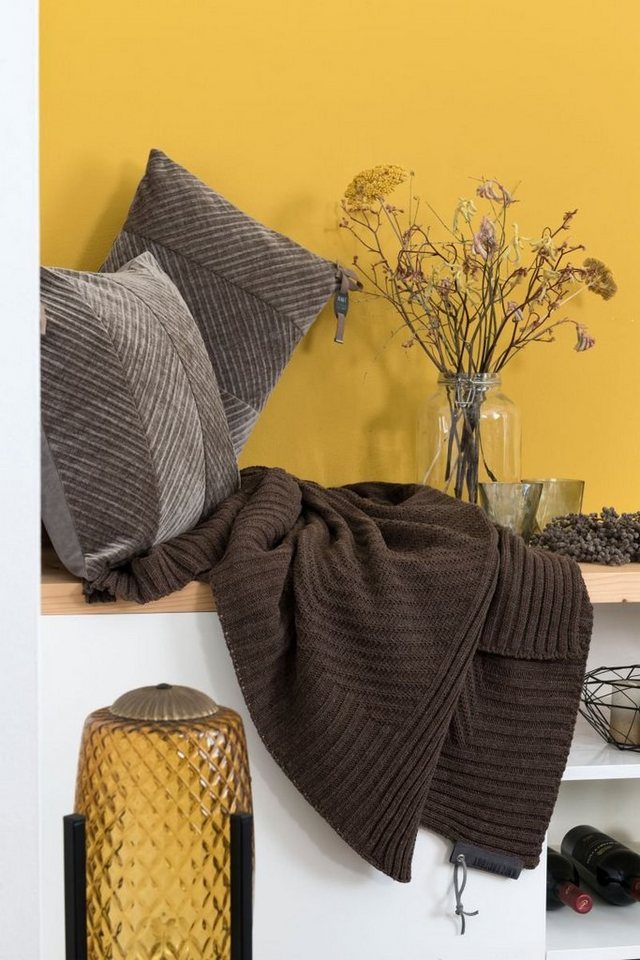 Wolldecke Beau Plaids 160x130 cm Glatt Braun, Knit Factory, Tagesdecke Kuscheldecke Decke Wohndecke von Knit Factory