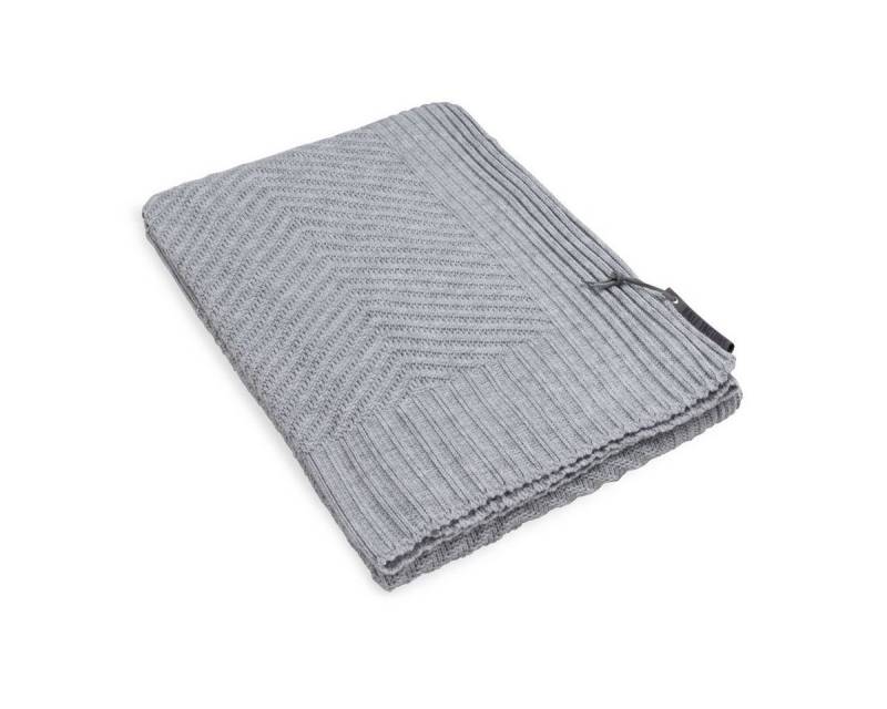 Wolldecke Beau Plaids 160x130 cm Glatt Grau, Knit Factory, Tagesdecke Kuscheldecke Decke Wohndecke von Knit Factory