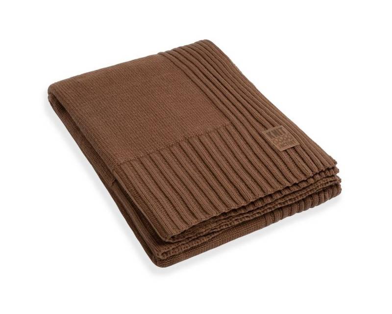 Wolldecke Uni Plaids 195x225 cm Glatt Braun, Knit Factory, Tagesdecke Kuscheldecke Decke Wohndecke von Knit Factory