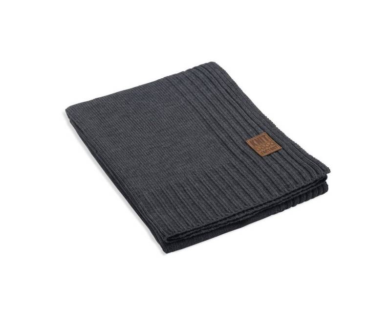 Wolldecke Uni Plaids 160x130 cm Glatt Anthrazit, Knit Factory, Tagesdecke Kuscheldecke Decke Wohndecke von Knit Factory