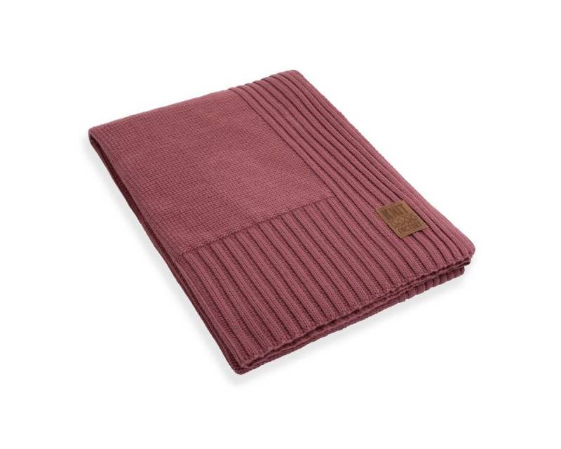 Wolldecke Uni Plaids 160x130 cm Glatt Rot, Knit Factory, Tagesdecke Kuscheldecke Decke Wohndecke von Knit Factory