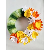 Baumwolle Gehäkelt Grün Blumenkranz Saint Patrick Tag Ornament St Patricks Tür Kranz Häkeln Muttertag Geschenke Kränze Für Haustür Frühling von KnitCrochetByKuzmA
