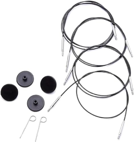 KnitPro K10683 Kabel, Edelstahl, Schwarz/Silber, 60cm von KnitPro