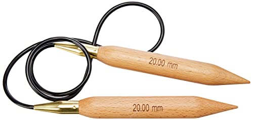 KnitPro Basix Rundstricknadel Birkenholz Natur 100 cm 20mm, Beige von KnitPro