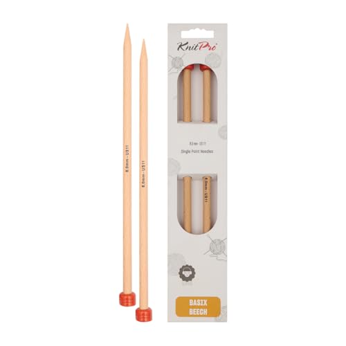KnitPro K35249 Jackenstricknadeln, Holz, Braun, 8mm x 30cm, 2 von KnitPro
