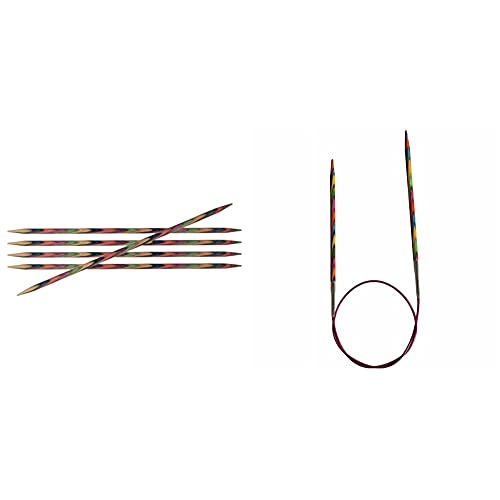 KnitPro Holz - Nadelspiele 15 cm x 4 mm & Symfonie Wood Rundstricknadel 4,0mm 80 cm von KnitPro