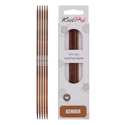 KnitPro Ingwer-Doppelstricknadeln – 12,5 cm x 3 mm, 5er-Pack, Brown von KnitPro