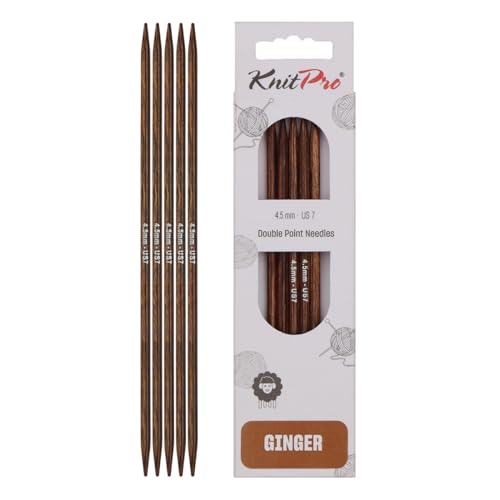 KnitPro Ingwer-Doppelstricknadeln – 12,5 cm x 4,5 mm, 5er-Pack von KnitPro