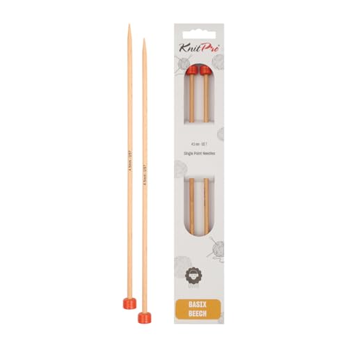KnitPro K35435 Jackenstricknadeln, Holz, Birke, 4.5mm x 30cm, 2 von KnitPro