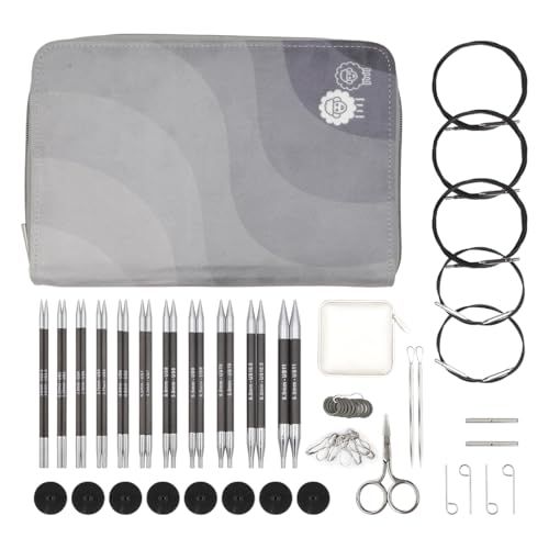 KnitPro Karbonz austauschbares Nadelset – Paar 11 x 13 Rundstricknadeln mit Zubehör. Karbonz Regal-Set für Anfänger, Profis und Geschenkset von KnitPro