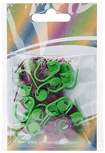 Zeilako KnitPro Knit Pro Verschließbare Maschenmarker Packung mit 30 Stück Maschenmarkierer, Kunststoff, Lila/Grün, 11x5x1 cm von KnitPro