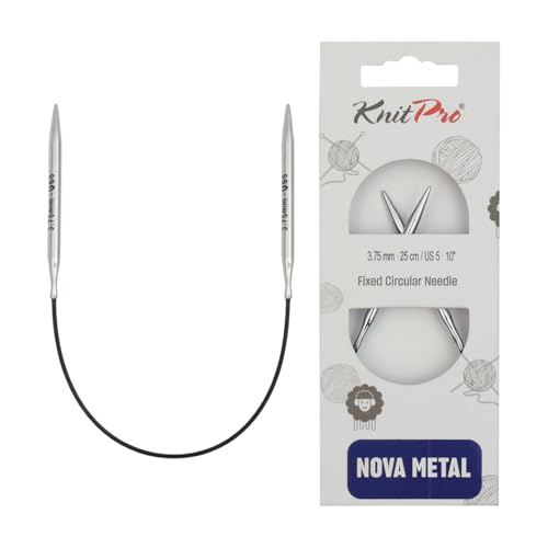 KnitPro Nova Metal: Knitting Pins: Circular: Fixed: 25cm x 3.75mm, Metall, Silver von KnitPro