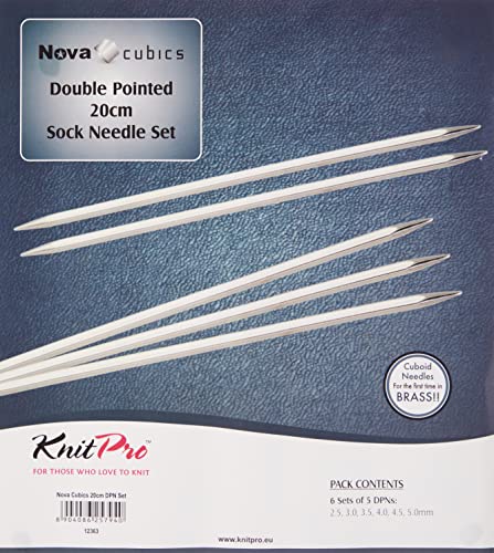 KnitPro Nova cubics-Nadelspiele im Set 20cm, Messing, Gold, 20 cm von KnitPro