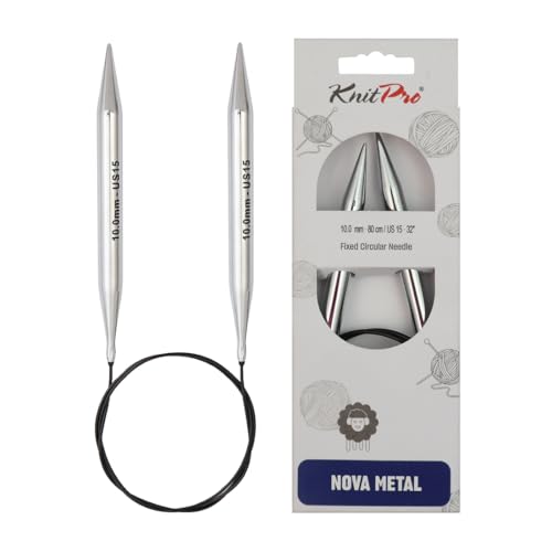 KnitPro Nova feste Stricknadeln – Rundstricknadeln 40 cm x 10 mm, Silver von KnitPro