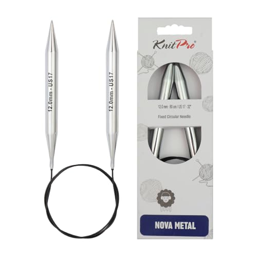 KnitPro Nova feste Stricknadeln – Rundstricknadeln 40 cm x 12 mm, Silver von KnitPro