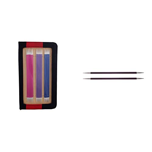 KnitPro Sockennadeln, rot, 20cm / 2.5-3-3.5-4-4.5-5mm & Sockennadeln, Lila, 20cm / 6mm von KnitPro