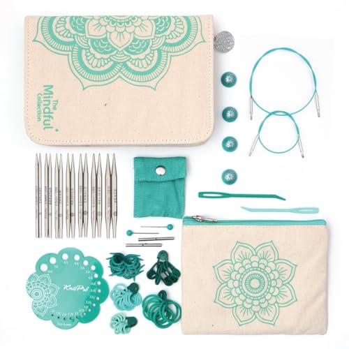 KnitPro Die Mindful Kollektion Kindness Austauschbare nadelspitzen Set 4" (10cm) I 7 Größen (3mm bis 6mm) von KnitPro