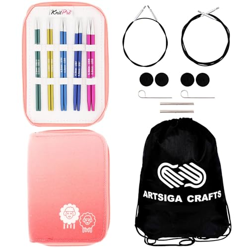 KnitPro Zing Starter-Set, 12,7 cm lang, austauschbares Stricknadel-Set, Bündel mit 1 Artsiga Craft-Projekt-Tasche KnitPro Zing Starter-Set, 12,7 cm lang, austauschbares Stricknadel-Set, Bündel mit 1 Artsiga Craft-Projekt-Tasche von KnitPro