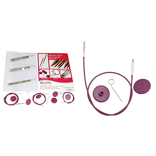 KnitPro auswechselbare Nadeln Starter-Kit, Holz, 1-Pack & Seile für auswechselbare Nadelspitzen, Länge:150cm von KnitPro