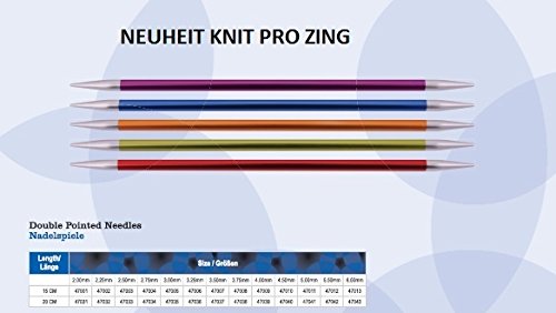 KnitPro ZING Stricknadel-Set 15 cm, Aluminium, NS 2.75 von KnitPro