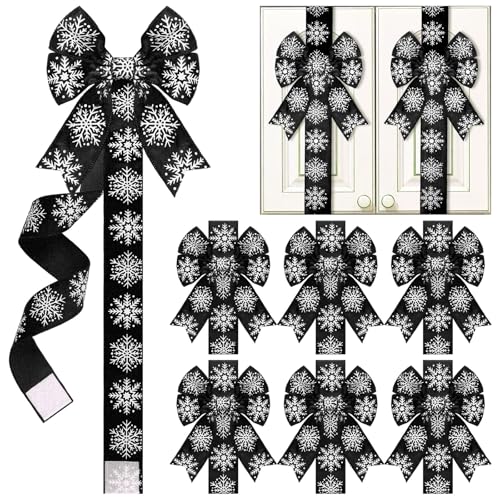 Knitgrip 6 Stück Weihnachtsschleifen aus Samt, für den Winter, festliche Bänder und Schleifen, Schneeflockenmuster, Weihnachtsdekoration für Schränke, Möbel, Küche, Partyzubehör, 200 cm (schwarz) Knitgrip 6 Stück Weihnachtsschleifen aus Samt, für den Winter, festliche Bänder und Schleifen, Schneeflockenmuster, Weihnachtsdekoration für Schränke, Möbel, Küche, Partyzubehör, 200 cm (schwarz) von Knitgrip