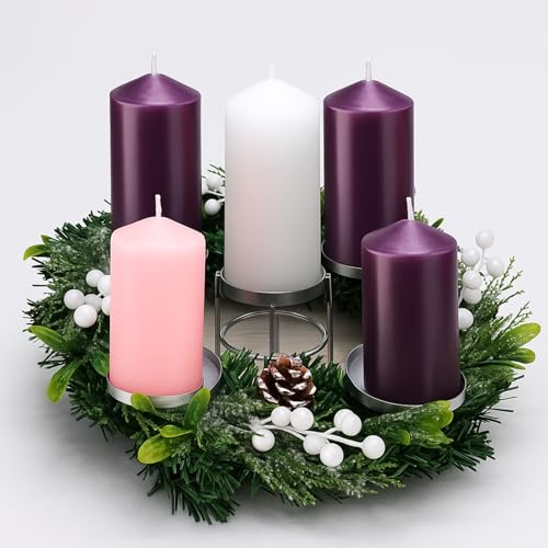 Knitgrip 7-teiliges Weihnachts-Adventskranz-Set mit 7,6 x 15,2 cm Stumpenkerzen, rustikaler Adventskranz, Kerzenhalter und Stumpenkerzen, geruchlos, Weihnachtsdekoration, Tischdekoration für Urlaub Knitgrip 7-teiliges Weihnachts-Adventskranz-Set mit 7,6 x 15,2 cm Stumpenkerzen, rustikaler Adventskranz, Kerzenhalter und Stumpenkerzen, geruchlos, Weihnachtsdekoration, Tischdekoration für Urlaub von Knitgrip