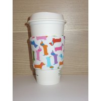 Bunte Dackel Stoff Wiederverwendbare Kaffee Gemütliche Ärmel von KnitsbyKatryna
