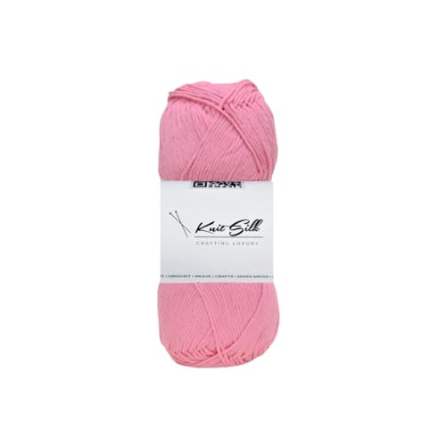 Knitsilk Weiches Baumwoll-Strickgarn - 100% Baumwolle | 100g (ca. 200+ Yards) | leicht | zum Stricken, Häkeln & DIY Handwerk | 2 Stück (Rosa) von Knitsilk