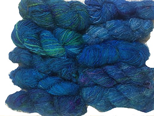 Recyceltes Sari-Seidengarn – Blauer Farbton (100 Gramm) von Knitsilk