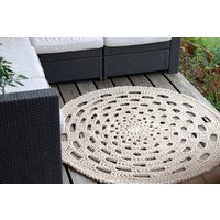 Häkelteppich Großer Runder Teppich - Boho Baumwollseil Natürlicher Übergroßer Deckchenteppich von KnittedLT