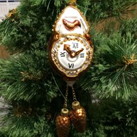 Christbaumspielzeug, Glasfigur, Christbaumschmuck, Hütte, Haus, Uhr, Tannenzapfen, Großer Glas, Kuckucksuhr von Knittingfashionstyle